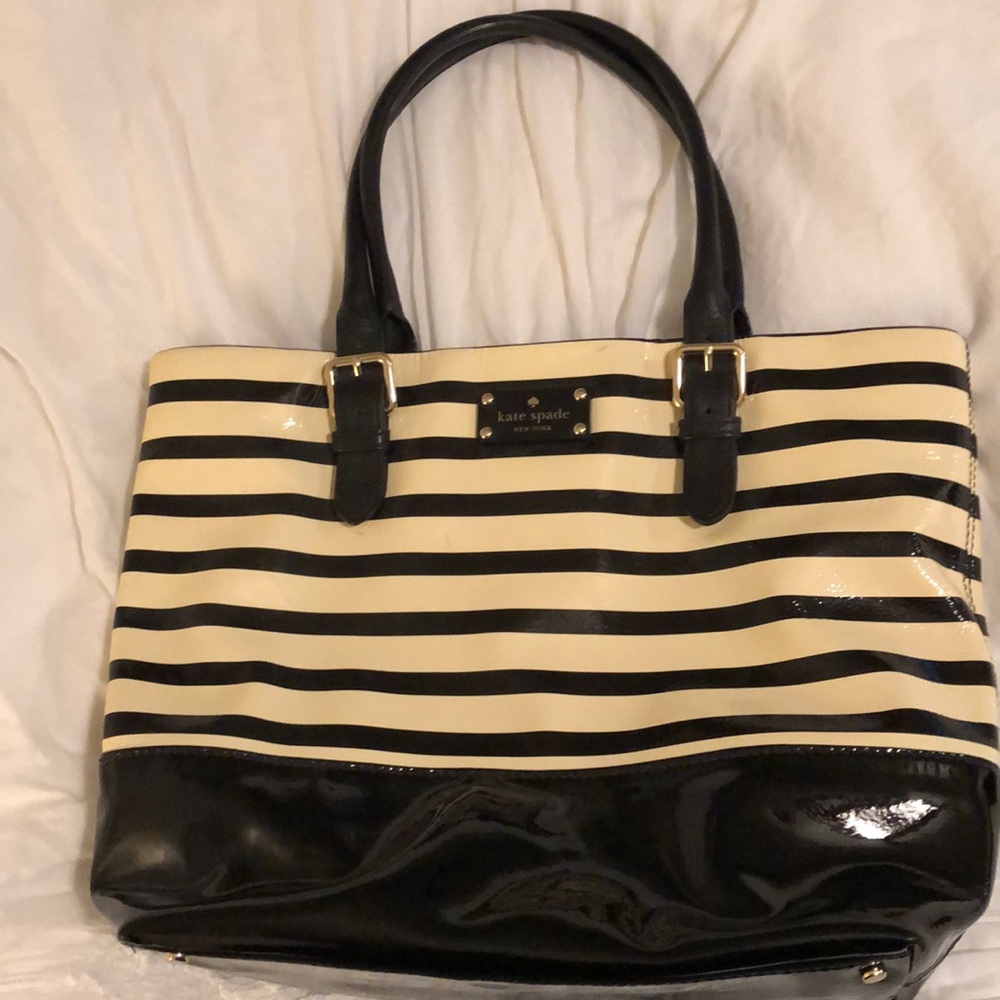 Authentic Kate Spade black and off white stripe